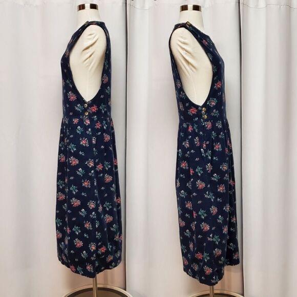 Vintage 90s y2k Talbots Boho Hippie Flower Dainty Floral Corduroy Midi Dress Md - Picture 3 of 8